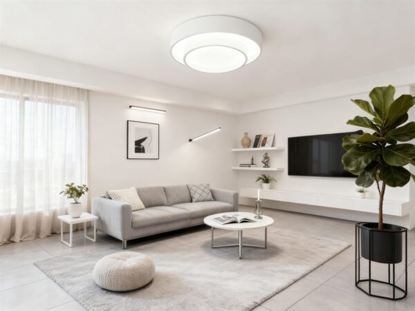 Cream-colored modern minimalist bedroom ceiling light - Image 1