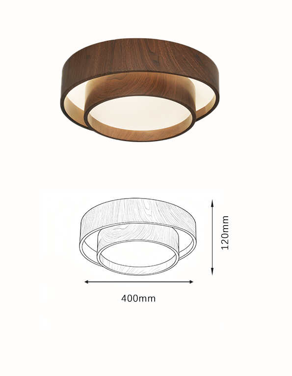 Wabi-Sabi Vintage Walnut Grain Round Master Bedroom Light - Image 3