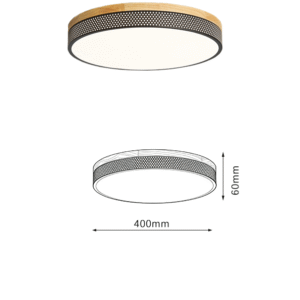 Modern Solid Wood Black Frame Round LED Ceiling Light - Image 3