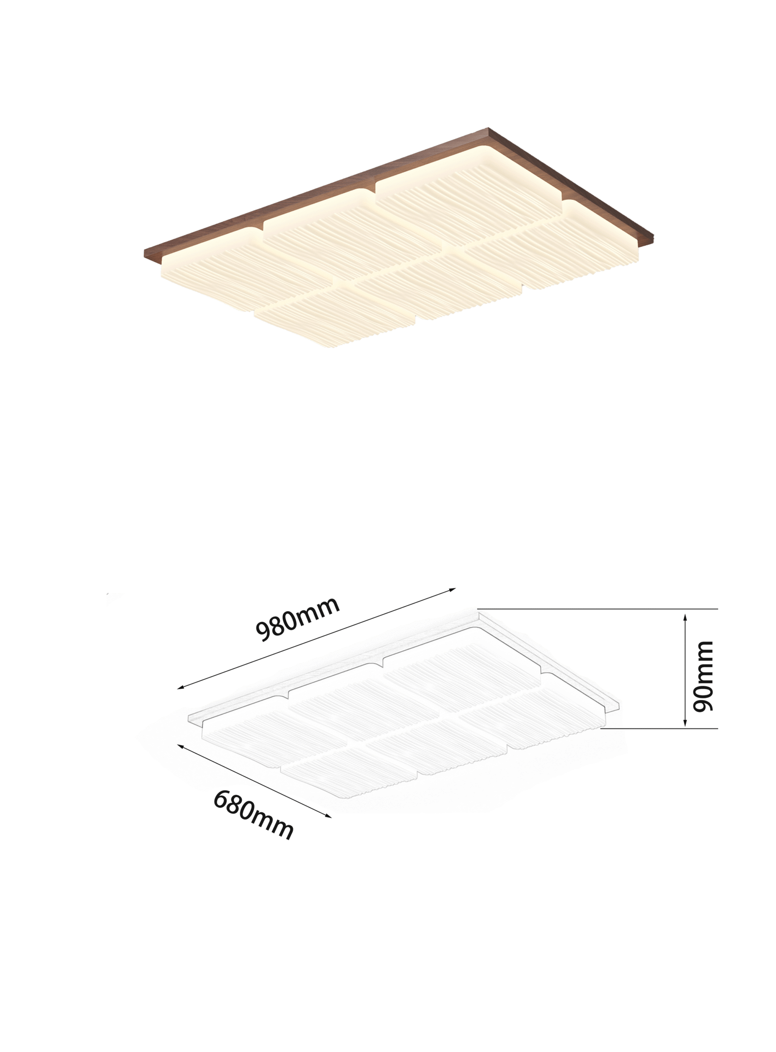 Walnut wood LED living room main light, vintage style bedroom ceiling light - Image 3