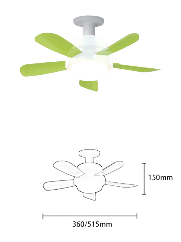 25W Fan with Light (6 Speed, 3000K-6500K) - 2.4G Remote Control Foldable Blade Fan Lamp
