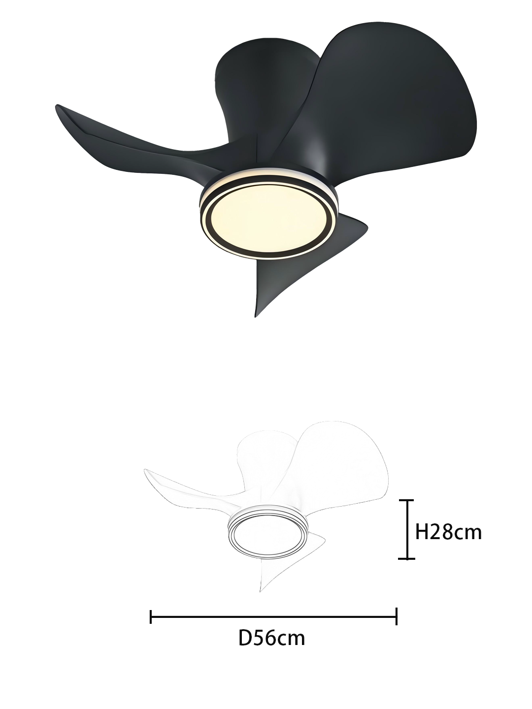 Modern 3-Blade Ceiling Fan Light (D56xH28cm) - Stylish Fan Lamp for Contemporary Interiors - Image 2