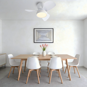 56cm Diameter 20cm Height Ceiling Fan Light - Black & White 3-Blade Contemporary Fan Lamp