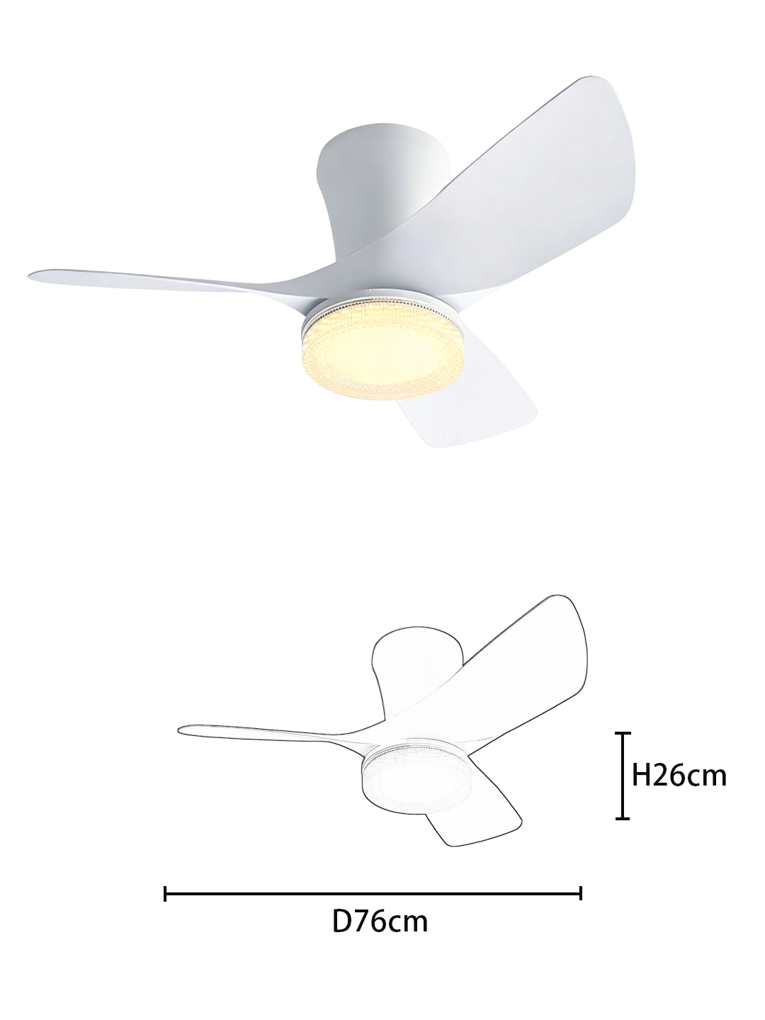 Stylish White Ceiling Fan Light - 3-Blade Contemporary Fan Lamp with Lighting - Image 2