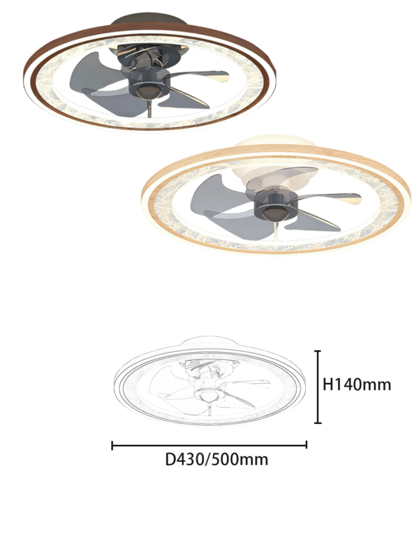 2-Size Ceiling Fan Light (D430/500mm) Remote Control Fan Lamp for Modern Interiors