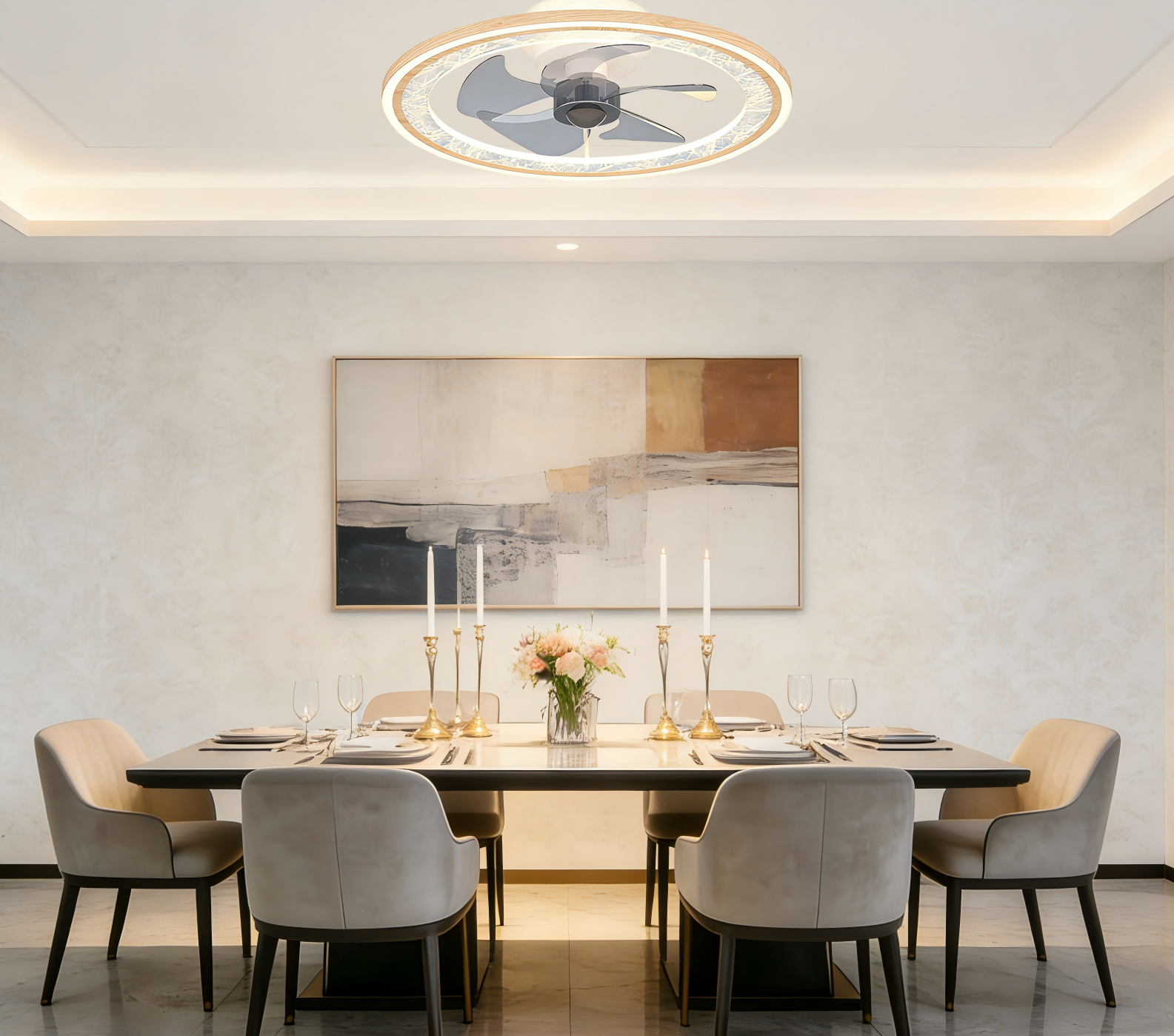 2-Size Ceiling Fan Light (D430/500mm) Remote Control Fan Lamp for Modern Interiors - Image 3