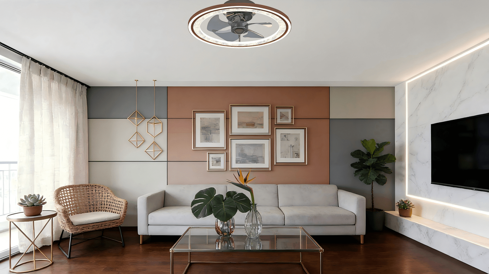 2-Size Ceiling Fan Light (D430/500mm) Remote Control Fan Lamp for Modern Interiors - Image 1