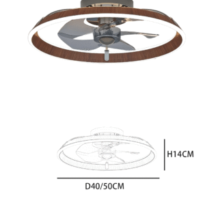 Wood Grain Luxury Ceiling Fan Light - Modern Round Design Fan Lamp with  Lighting - Image 2