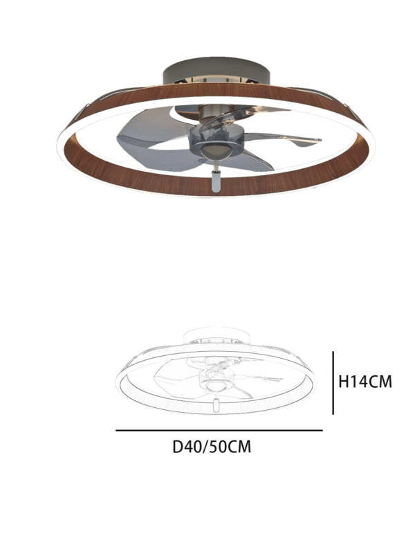Wood Grain Luxury Ceiling Fan Light - Modern Round Design Fan Lamp with  Lighting