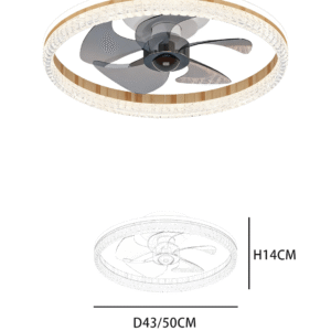 Crystal & Wood Grain Luxury Ceiling Fan Light - Elegant Round Design Fan Lamp - Image 2