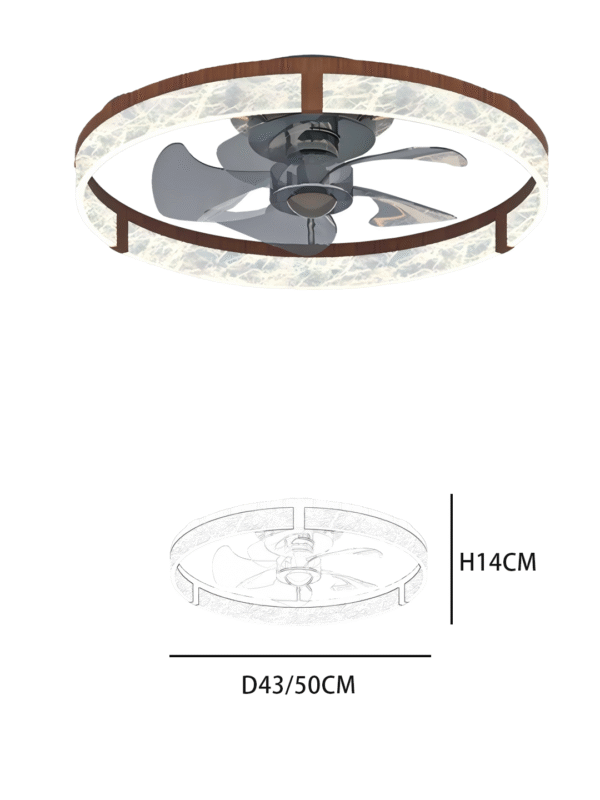 Luxury Round Ceiling Fan Light - Crystal-Wood Accent Panel, Stylish Fan Lamp with Lighting