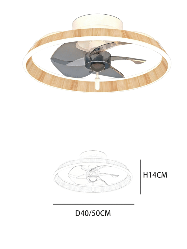 Elegant Wood-Rim Ceiling Fan Light - Minimalist Fan Lamp for Contemporary Interiors