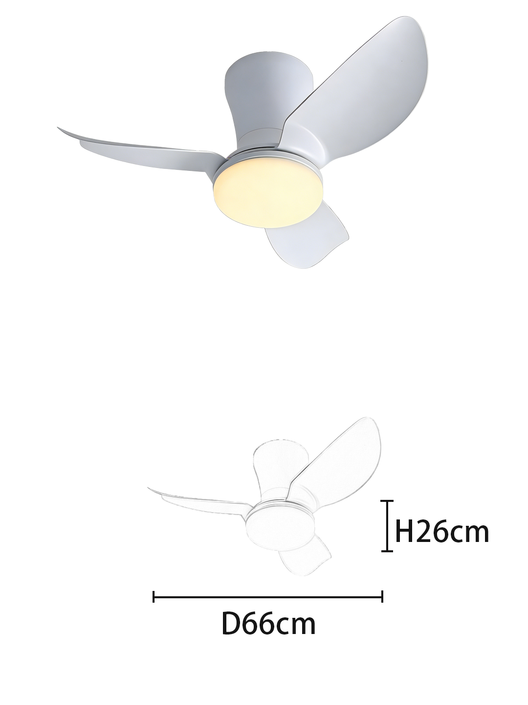 26-Inch 3-Blade Fan Light - 24W LED, 6-Speed Reversible with RGB & Night Mode - Image 2