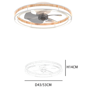Luxury Round Ceiling Fan Light - Wood Accent & Crystal Trim, Stylish Fan Lamp - Image 2
