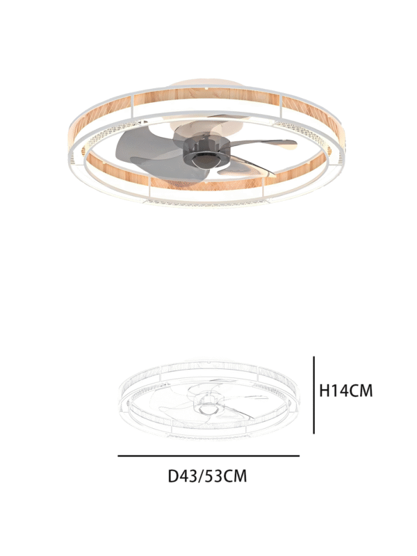 Luxury Round Ceiling Fan Light - Wood Accent & Crystal Trim, Stylish Fan Lamp