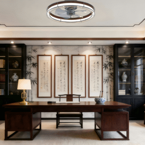 40/50cm Diameter Ceiling Fan Light - Elegant Quilted Rim & Wood Accent, Modern Fan Lamp for Interiors