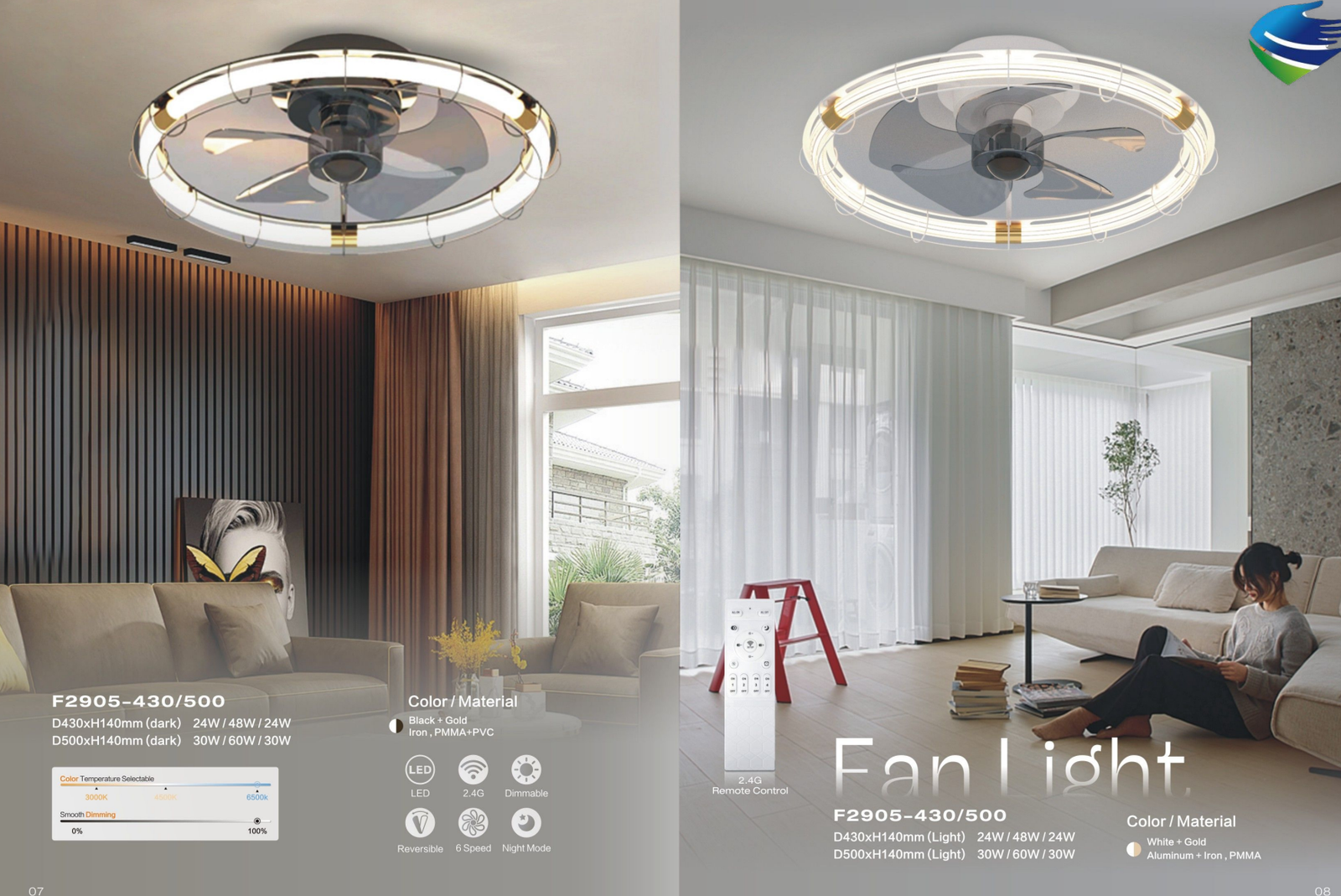 Elegant Round Ceiling Fan Light (D430/500mm) - 24W/30W,Control Fan Lamp for Modern Interiors - Image 3