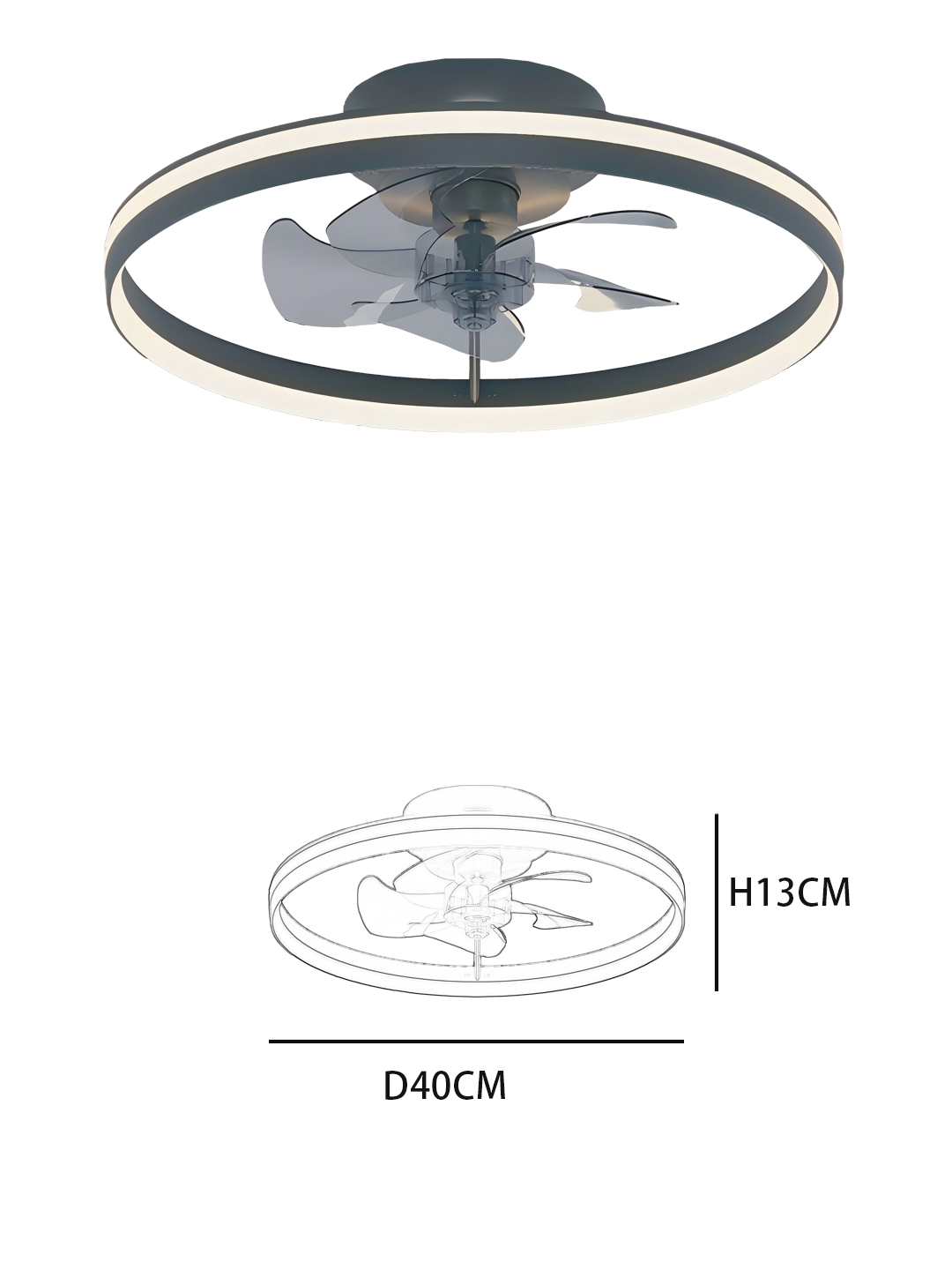 Sleek Round Ceiling Fan Light (Black) - Aluminum+Iron Construction, Stylish Fan Lamp for Contemporary Spaces - Image 2