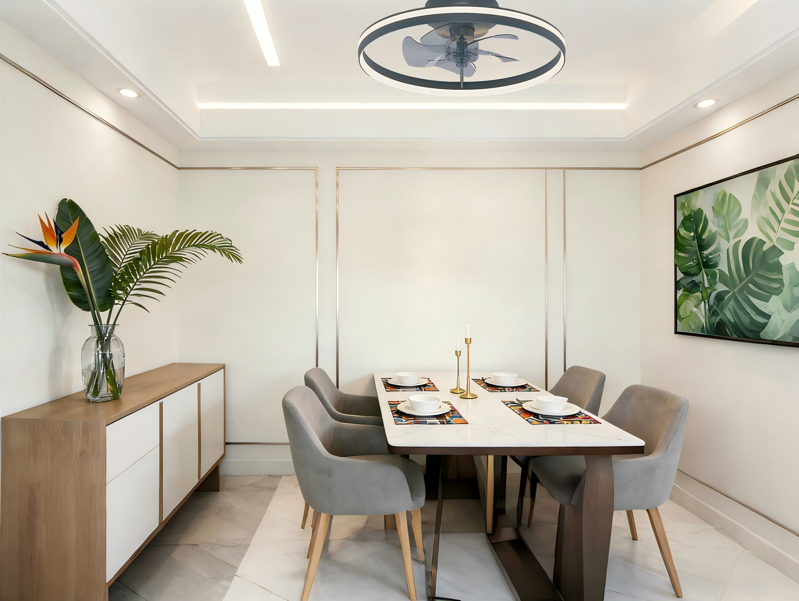 Sleek Round Ceiling Fan Light (Black) - Aluminum+Iron Construction, Stylish Fan Lamp for Contemporary Spaces - Image 1