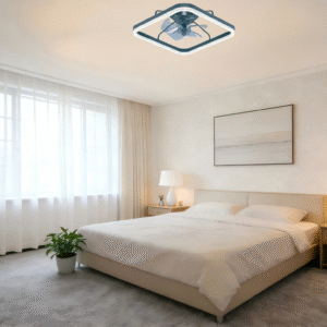 Modern Diamond Black Ceiling Fan Light - Aluminum+Iron Construction, Remote Control Fan Lamp for Home Offices