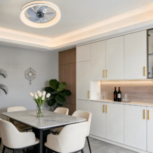 Modern Diamond Black Ceiling Fan Light - Aluminum+Iron Construction,  for Home, Offices