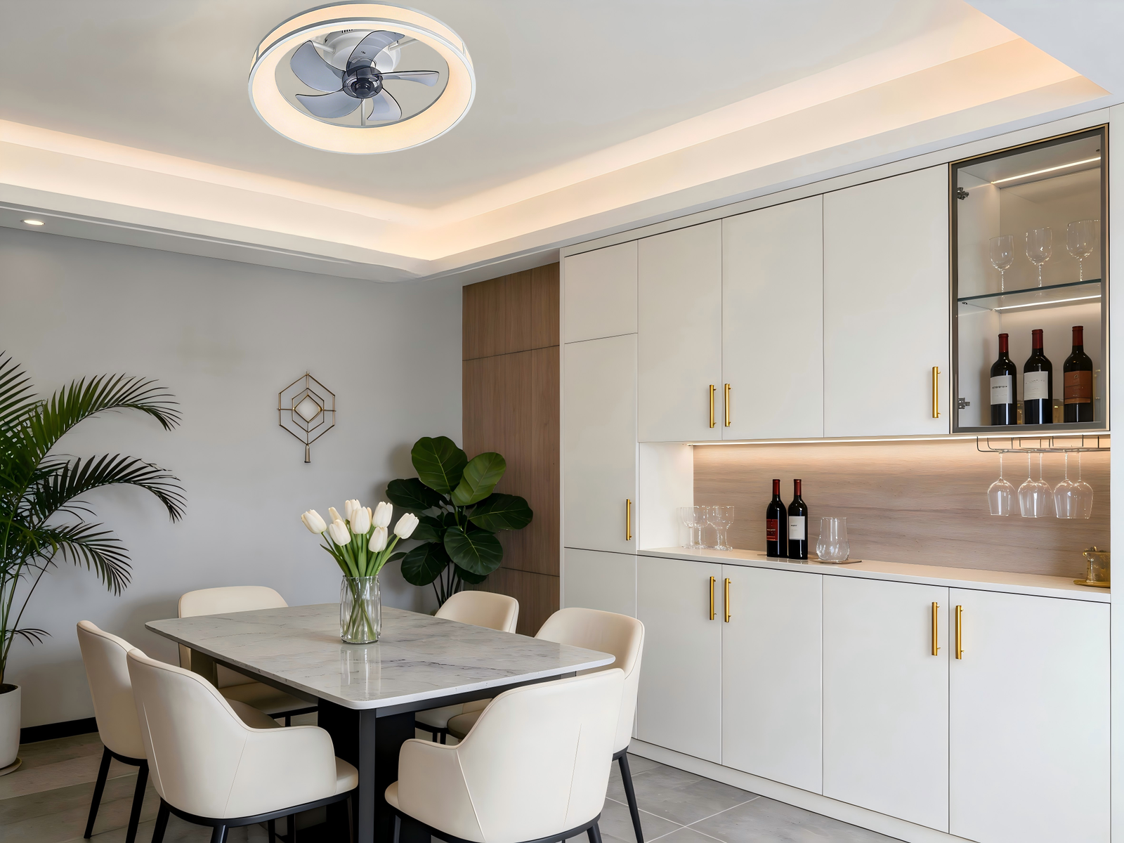 Modern Diamond Black Ceiling Fan Light - Aluminum+Iron Construction,  for Home, Offices - Image 1