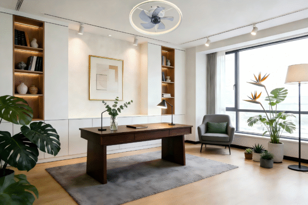 Modern Round Ceiling Fan Light (White/Black) - 30W-60W LED, Quiet DC Motor Fan Lamp for Bedrooms