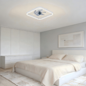 Minimalist White Ceiling Fan Light - 30W-60W LED, Elegant Fan Lamp for Contemporary Spaces