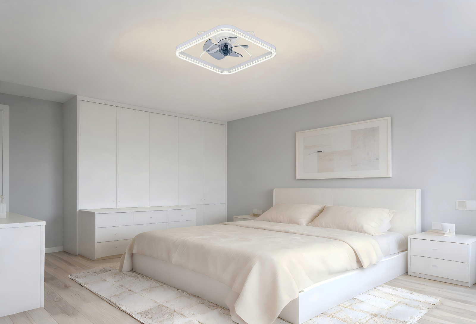 Minimalist White Ceiling Fan Light - 30W-60W LED, Elegant Fan Lamp for Contemporary Spaces - Image 1