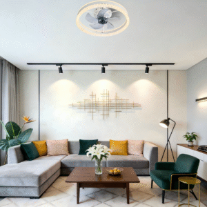 Modern Round Ceiling Fan Light (White/Black) - 20W-56W LED, Quiet DC Motor Fan Lamp for Bedroom Spaces