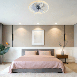 Luxury Round Ceiling Fan Light ( Lace Trim) - Modern Design, Fan Lamp for Luxury Bedroom Spaces