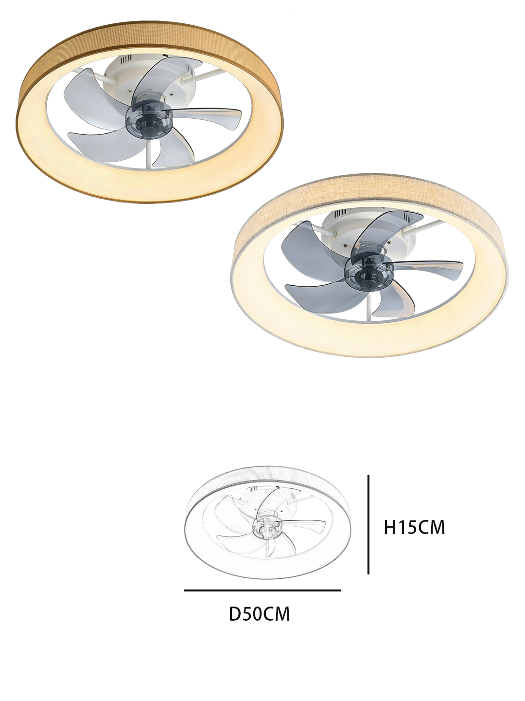 Round Minimalist Ceiling Fan Light (Gold Trim) - Integrated LED, Elegant Fan Lamp for Luxury Living Spaces - Image 2