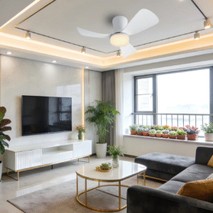 76cm Diameter 26cm Height Fan Light - White Contemporary 3-Blade Fan Lamp