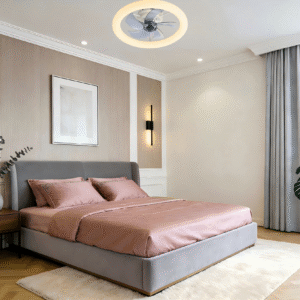 Modern Round Ceiling Fan Light - DC Motor, Reversible 6-Speed Design, Stylish Fan Lamp for Bedroom Interiors