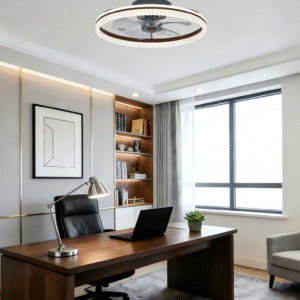 Elegant Round Ceiling Fan Light (D400/500mm) - Dual-Tone Design, Functional Fan Lamp for Bedrooms & Home Offices