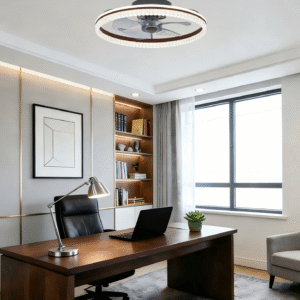Elegant Round Ceiling Fan Light (D400/500mm) - Dual-Tone Design, Functional Fan Lamp for Bedrooms & Home Offices