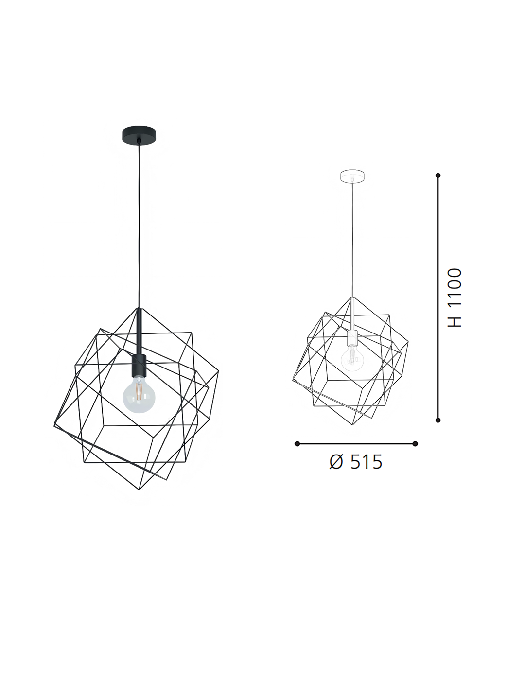 Modern Geometric Wire Frame Pendant Light - Black Industrial Artistic Hanging Lamp for Dining Room/Kitchen Island - Image 2