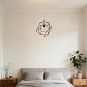 Modern Geometric Wire Frame Pendant Light - Black Industrial Artistic Hanging Lamp for Dining Room/Kitchen Island