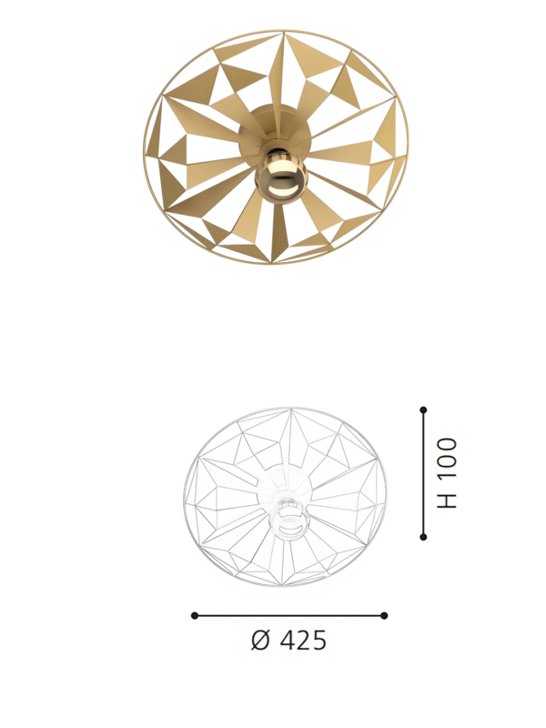 Modern Gold Ceiling Light - Starburst Design Metal Fixture for Living Room/Bedroom