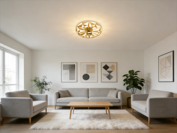 Modern Gold Ceiling Light - Starburst Design Metal Fixture for Living Room/Bedroom