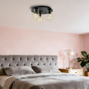 3-Light Black & brass Ceiling Light - Modern Industrial Hanging Fixture for Bedroom/Living Room