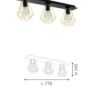 3-Light Linear Black & brass  Ceiling Light - Modern Industrial for Dining Room/Kitchen Island - Image 2