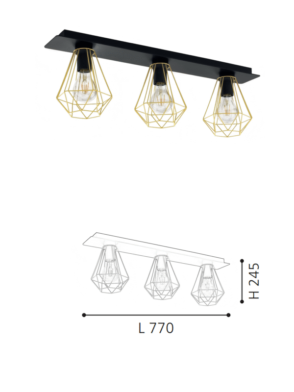 3-Light Linear Black & brass  Ceiling Light - Modern Industrial for Dining Room/Kitchen Island