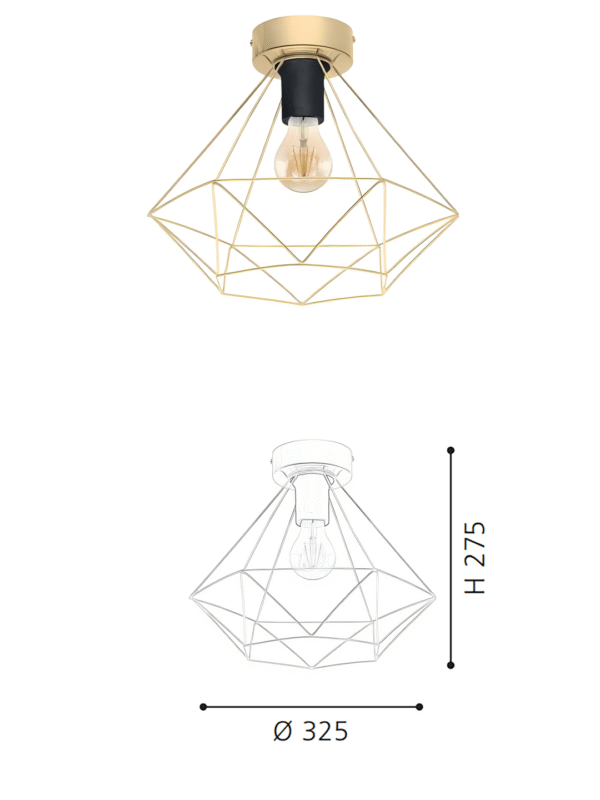 Modern Gold Geometric Ceiling Light - Industrial Ceiling Lamp for Hallway/Entryway