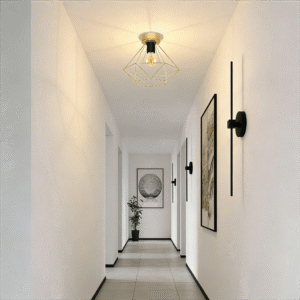 Modern Gold Geometric Ceiling Light - Industrial Ceiling Lamp for Hallway/Entryway