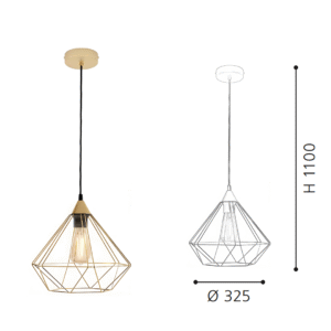 Brushed brass Geometric Wire Frame Pendant Light - Modern Industrial Hanging Lamp for Dining/Kitchen - Image 2