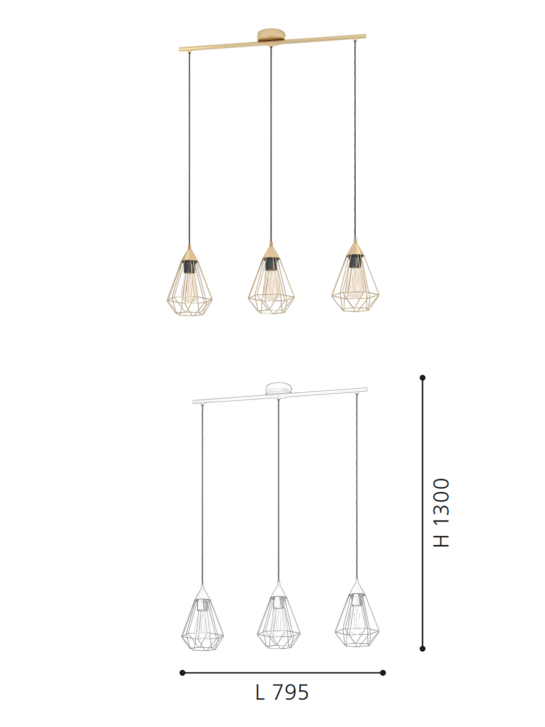 3-Light Geometric Pendant Light - Modern Industrial Hanging Lamp for Kitchen Island/Countertop - Image 2