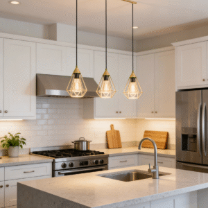 3-Light Geometric Pendant Light - Modern Industrial Hanging Lamp for Kitchen Island/Countertop