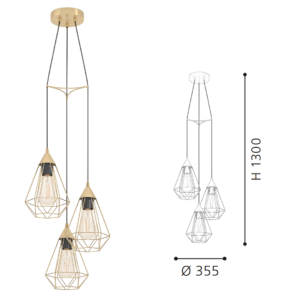 3-Light Geometric Cluster Pendant Light - Modern Industrial Hanging Lamp for Home Office/Dining Room - Image 2