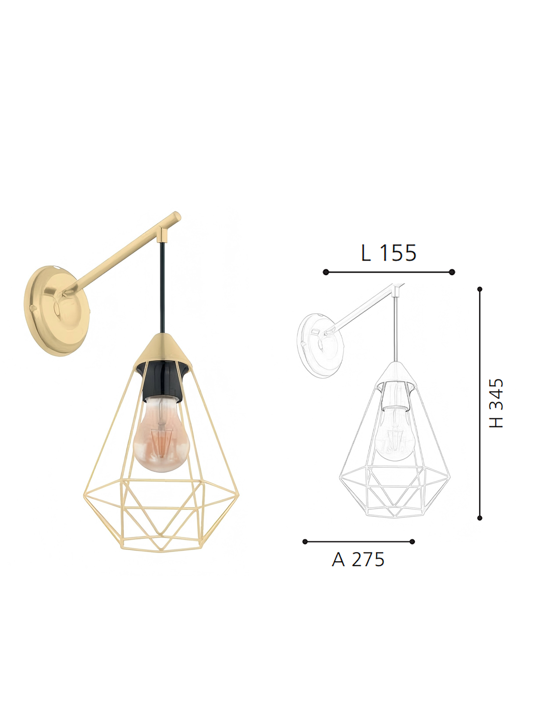 Geometric Wall Light (275mm Diameter) - Modern Industrial Wall Lamp for Bedroom/Reading Nook - Image 2